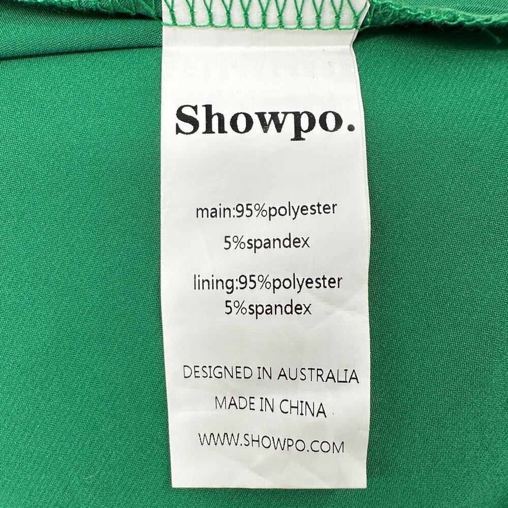 Showpo | Size 12 | Rholie Emerald Midi Plunge Neck Fringe Hem Fixed Wrap Dress - Picture 10 of 11